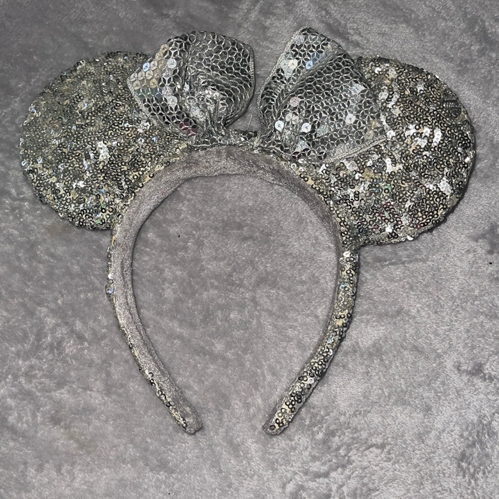 Silver Glitter Mickey Mouse Ears Headband